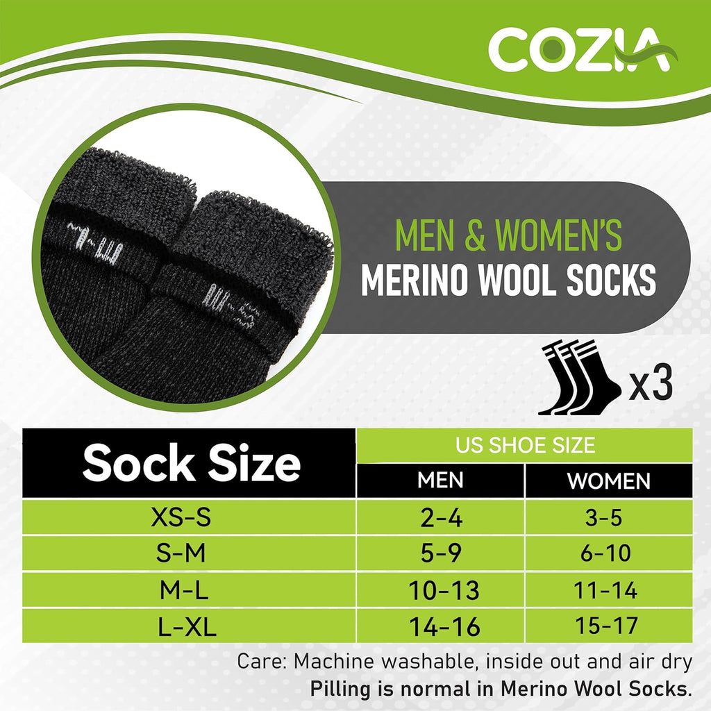 Merino Wool Socks for Men & Women Casual Warm Winter Cozy Thermal Socks
