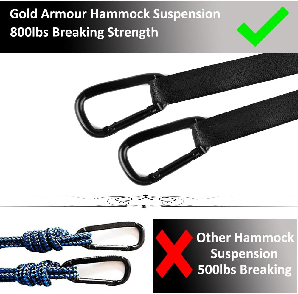 Camping Hammock - XL Double Hammock Portable Hammock Camping Accessories Gear for Outdoor Indoor with Tree Straps, USA Based Brand (Black and Gray)