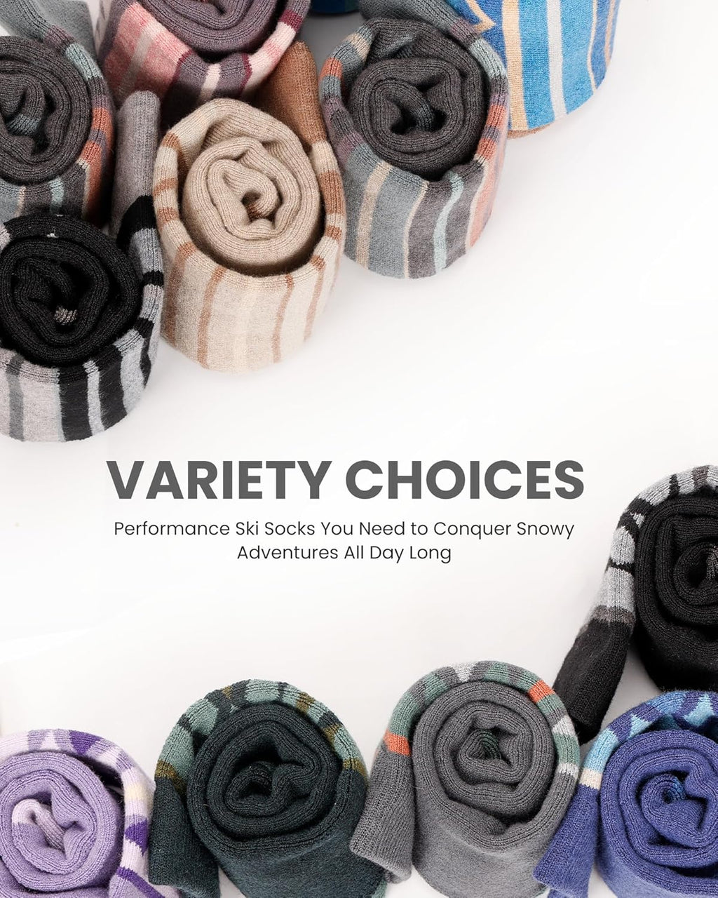 Merino Wool Ski Socks for Men & Women, Unisex Thermal Winter Warm Snowboarding Socks for Cold Weather