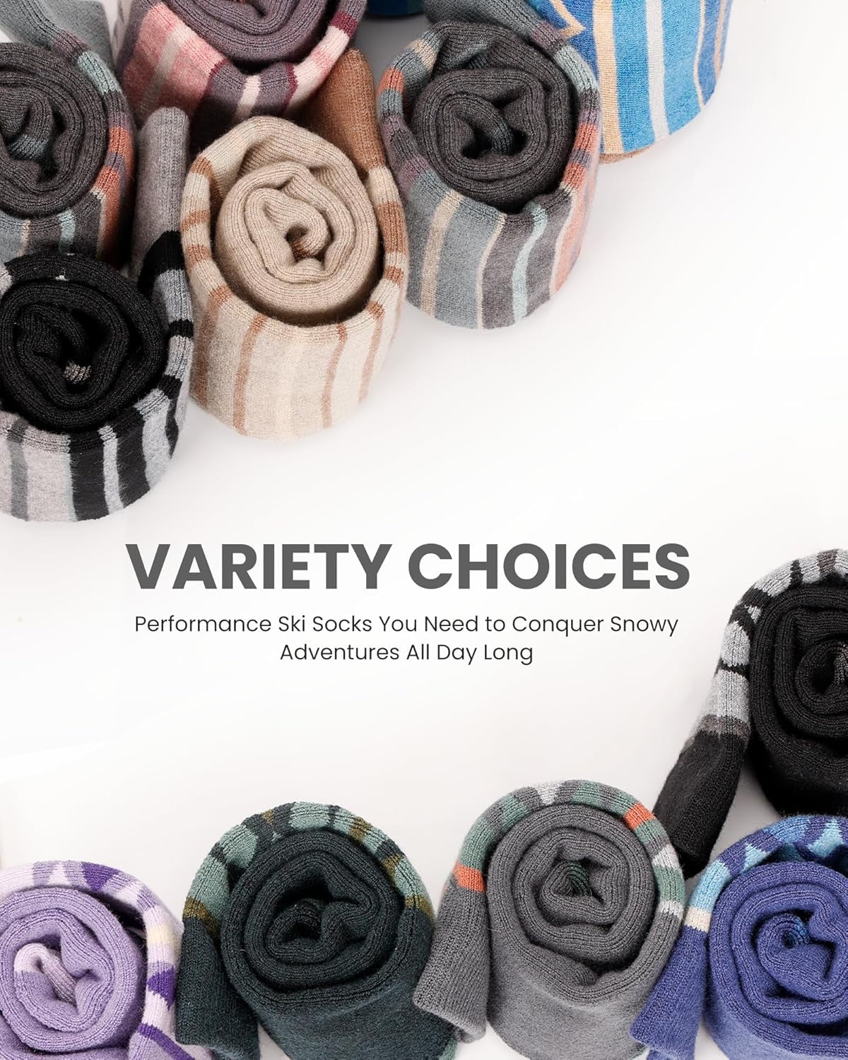 Merino Wool Ski Socks for Men & Women, Unisex Thermal Winter Warm Snowboarding Socks for Cold Weather