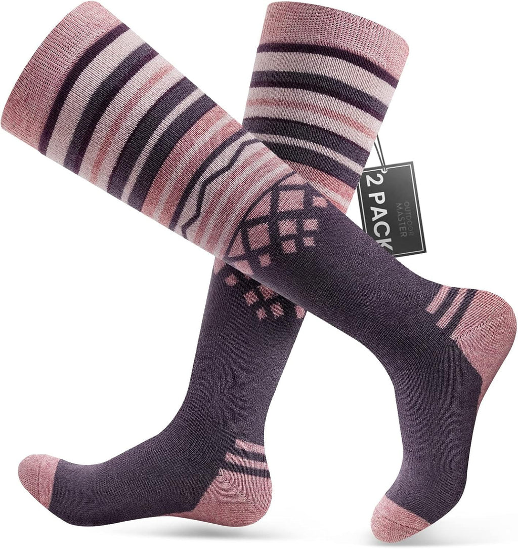 Merino Wool Ski Socks for Men & Women, Unisex Thermal Winter Warm Snowboarding Socks for Cold Weather