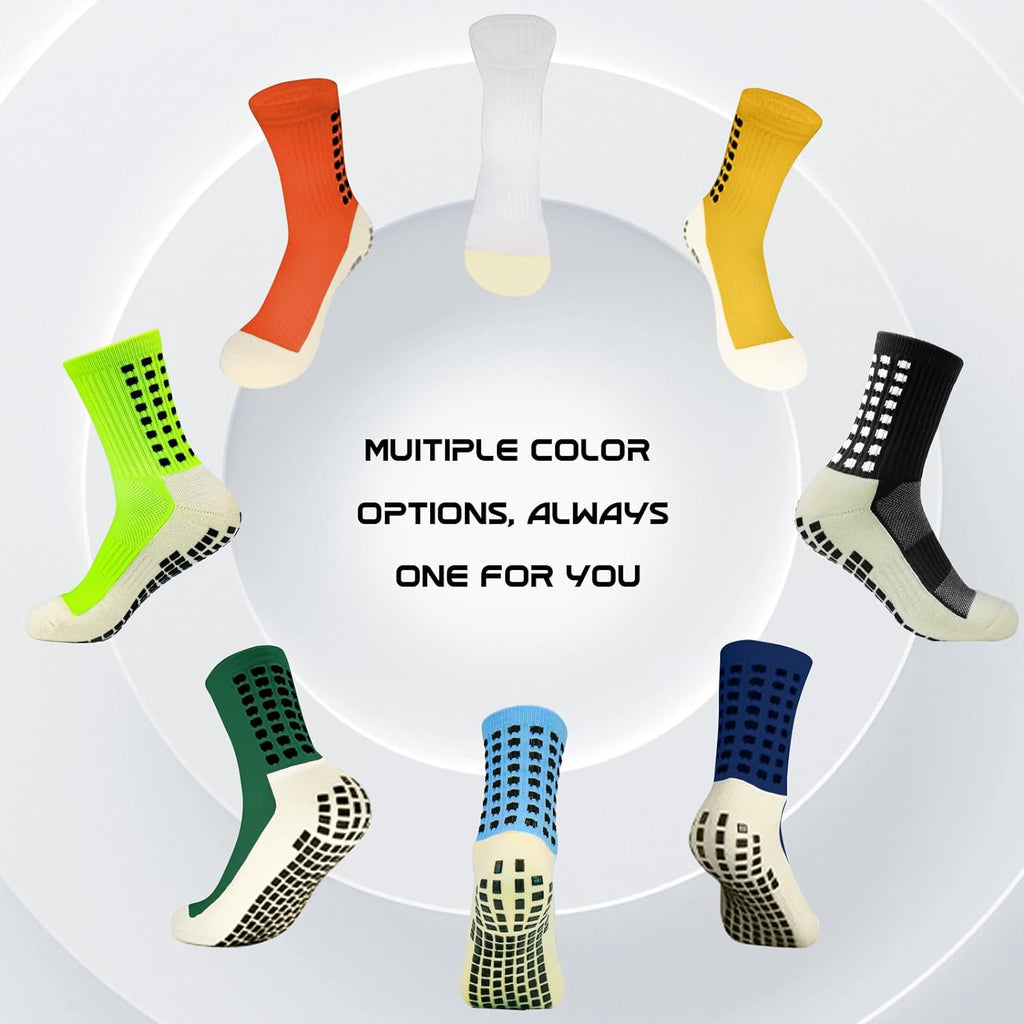 4 Pairs Mens Grip Soccer Socks Non Slip Grippy Women Socks for Football Basketball Sports