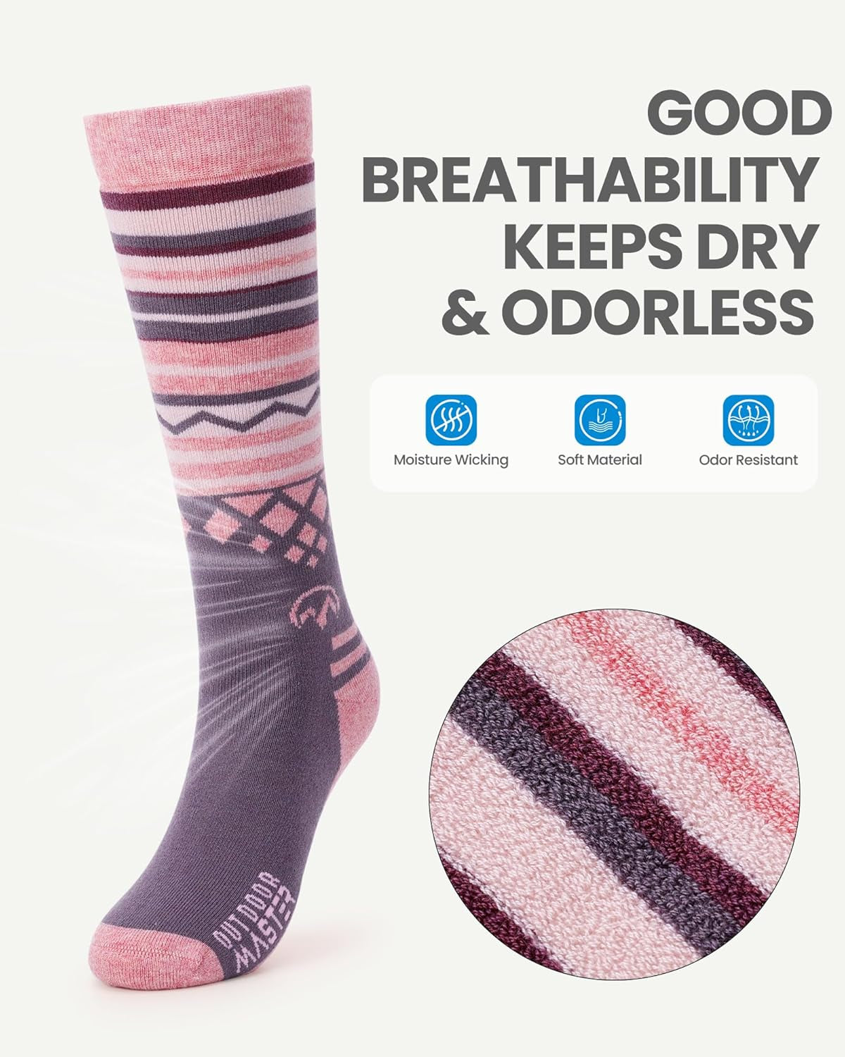 Merino Wool Ski Socks for Men & Women, Unisex Thermal Winter Warm Snowboarding Socks for Cold Weather