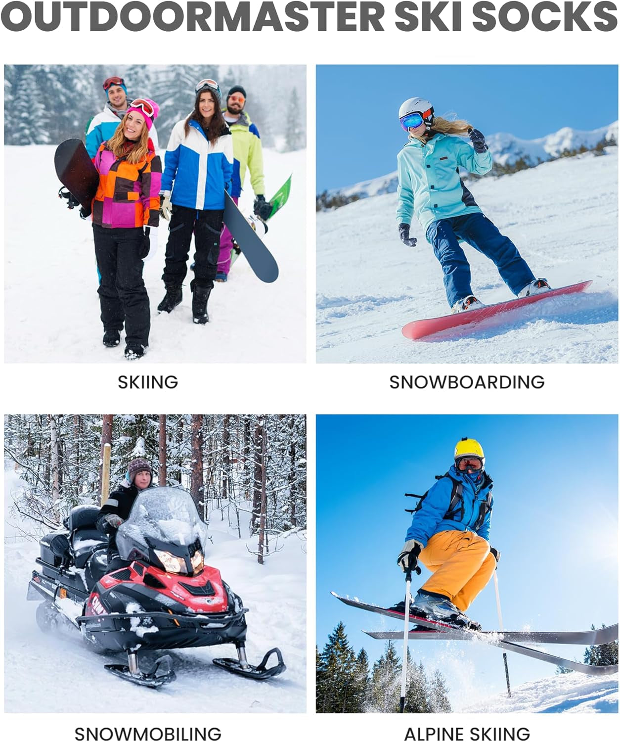 Merino Wool Ski Socks for Men & Women, Unisex Thermal Winter Warm Snowboarding Socks for Cold Weather