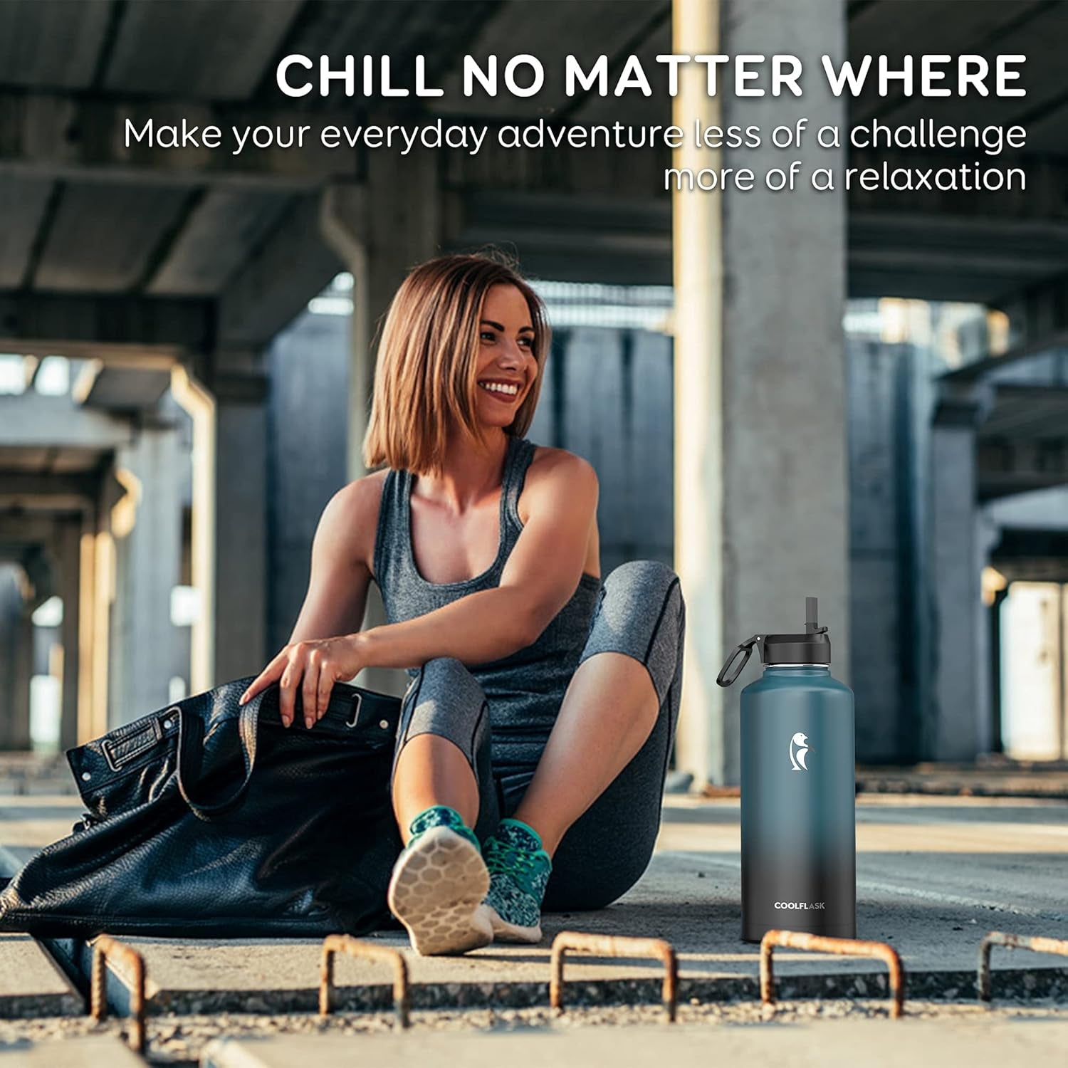 Water Bottle 87 Oz with Straw, 2/3 Gallon Insulated Stainless Steel Large 3 Lids Big Water Jug for Sports or Office, Non-Bpa Keep Cold up to 48 Hrs or Hot up to 24 Hrs, Samurai Cyan